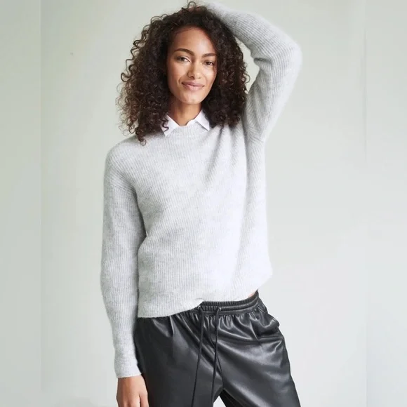 QUINCE baby alpaca wool diamond stich crew light grey - Picture 1 of 7